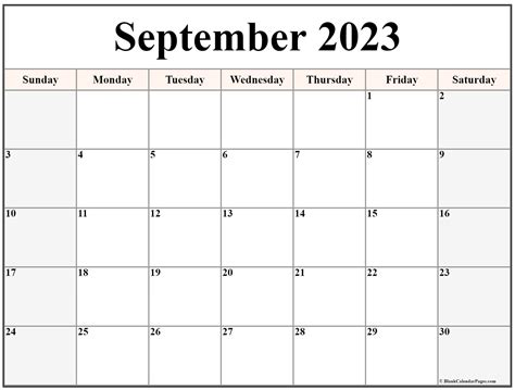September 2023 Calendar with Extralarge Dates