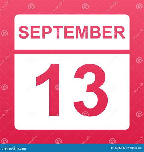 September 13th. Day 13 of Month,Simple Calendar Icon on White