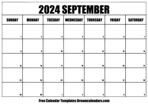 September Calendar 2024 Printable Free