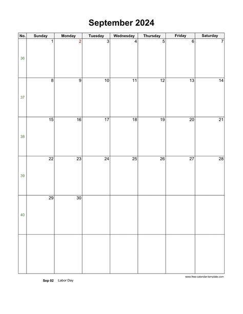 September Calendar Template 2024
