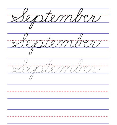 September In Cursive Writing
