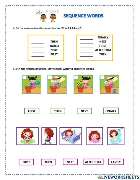 Sequencing Words Online Exercises