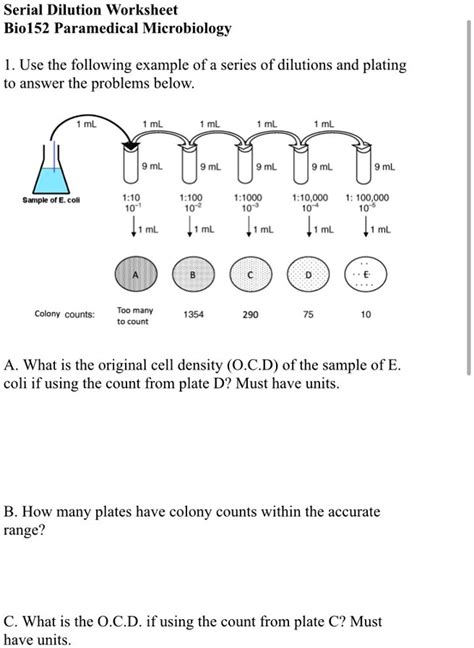 Serial Dilutions Practice Problems Pltw