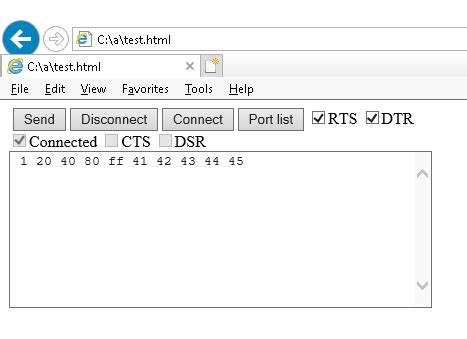 Serial Port Javascript Html