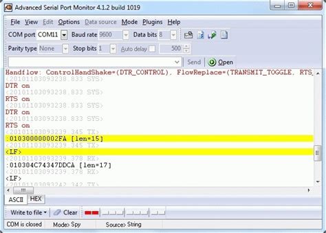 Serial Port Monitor Enter Code