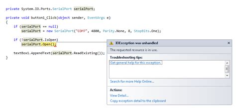 Serial Port The Requested Resource Is In Use