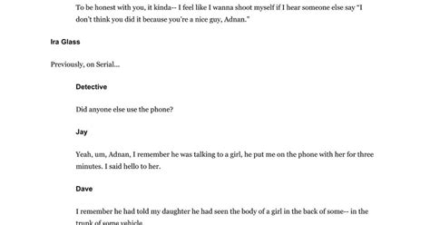 serial season 1 episode 1 transcript