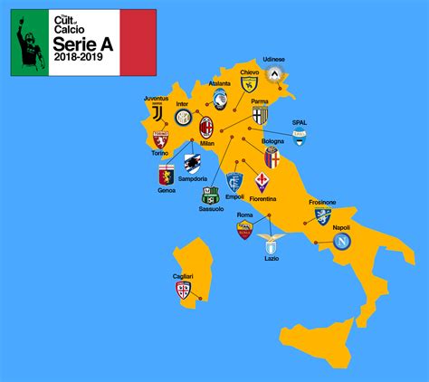 serie a teams on map of italy