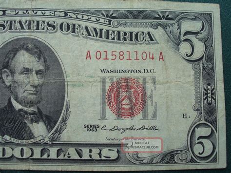 series 1963 5 dollar bill red seal value