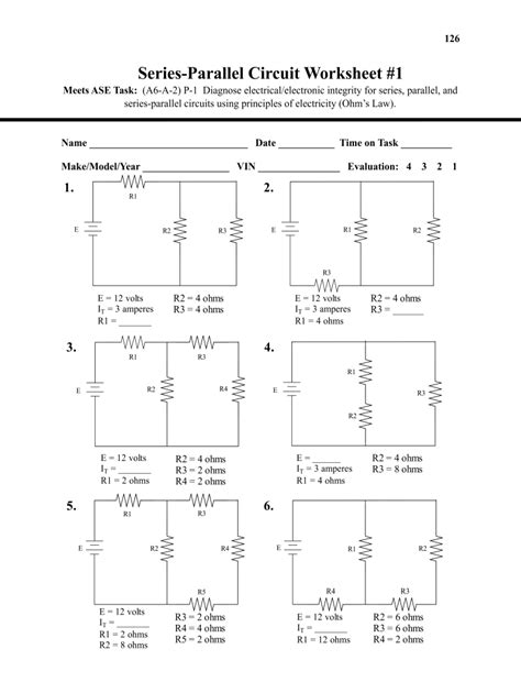 series and parallel circuits worksheet answer key