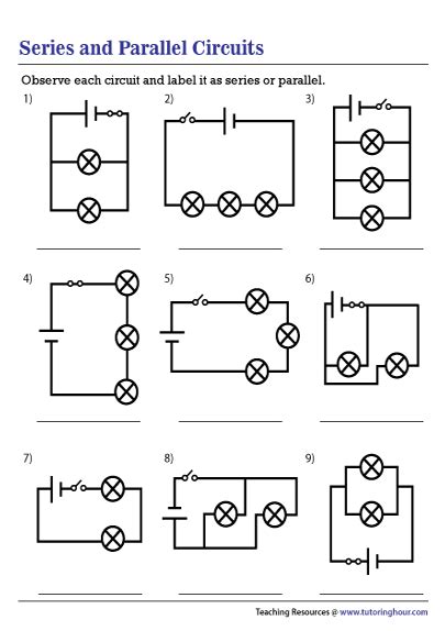 series and parallel circuits worksheet grade 9