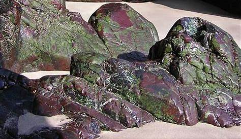 Green / purple Serpentine Rock, The Lizard, Cornwall. UK