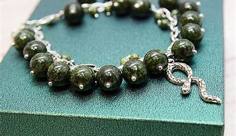 Serpentine Stone Bracelet Natural Gemstone 69'' Elasticated