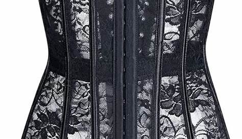 Serre taille corset satin noir pointu authentique métal