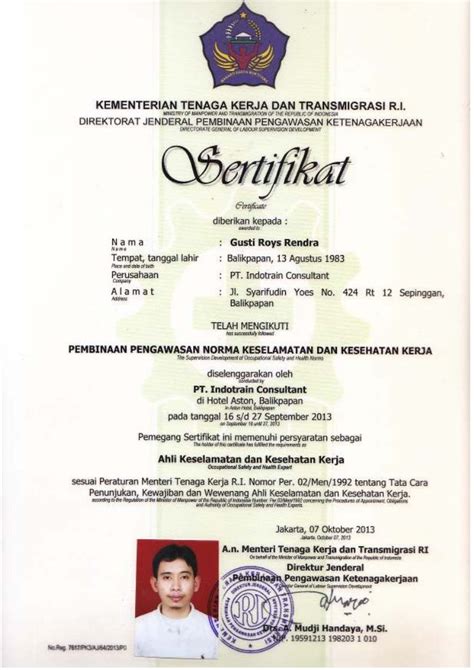 sertifikat k3 umum kemnaker