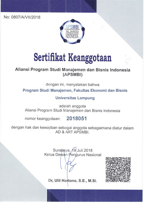 sertifikat keanggotaan