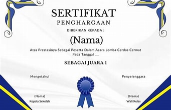 sertifikat penghargaan