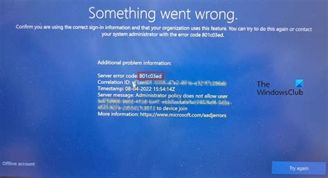 server error code 801c03ed
