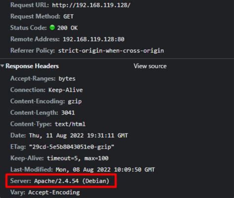 Server Header Example