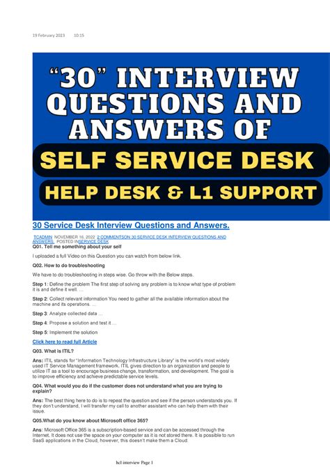 Service Desk Interview Questions In Hcl