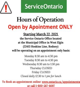 service ontario hours friday