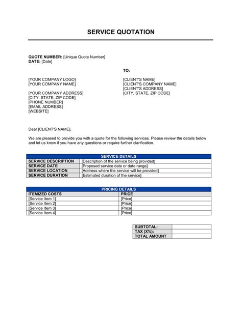 Service Quotes Template
