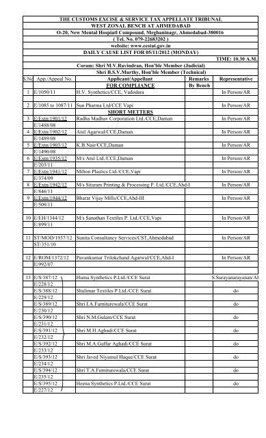 service tribunal cause list