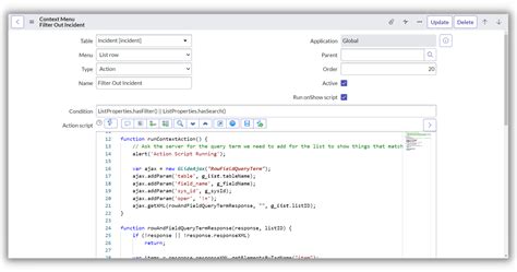 Servicenow Context Menu
