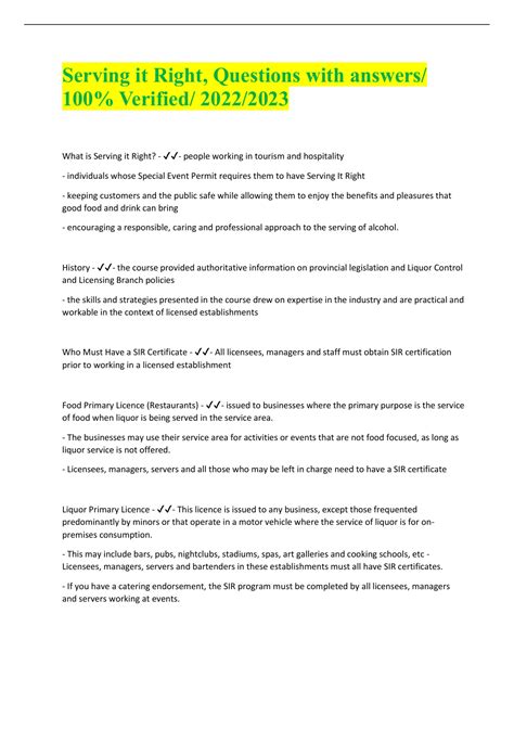 Serving It Right Questions And Answers