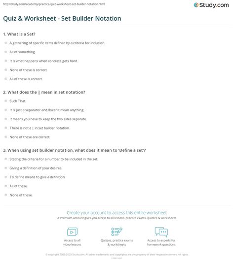 set builder form questions and answers pdf