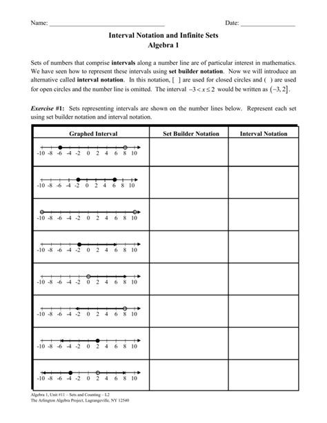 set builder interval notation worksheet