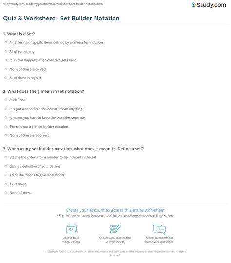 set builder notation worksheet