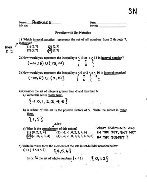 set builder notation worksheet with answers