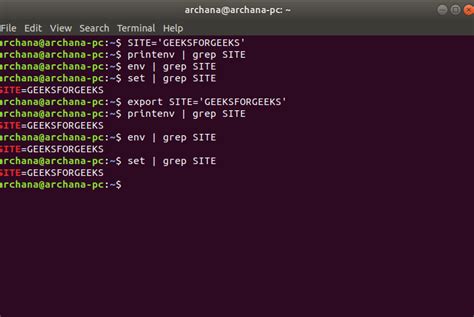 set environment variable in linux shell script