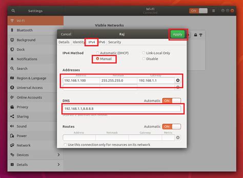 set manual ip in linux