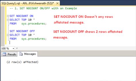 set no count t-sql