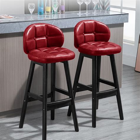 Set Of 2 Red Bar Stools