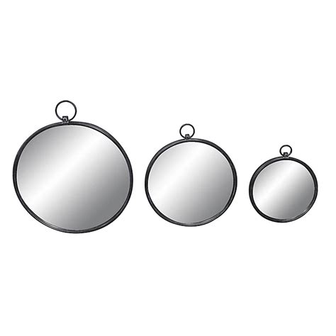 Set Of 3 Round Mirrors Black