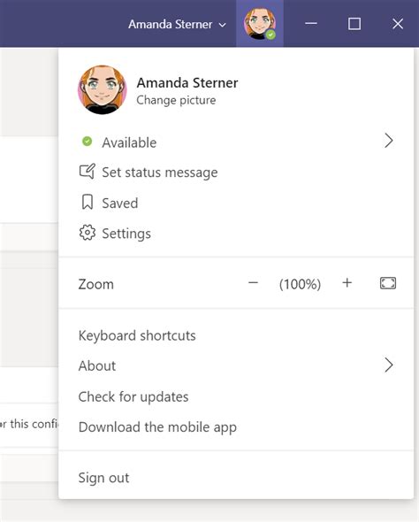 set status message in teams examples