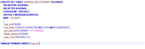 Set Table In Teradata