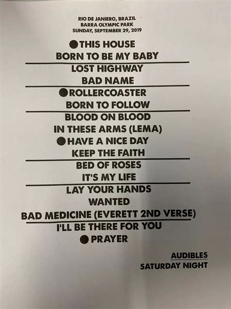 setlist bon jovi rock in rio 2019