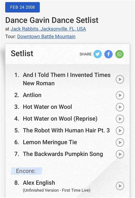 setlist.fmt list