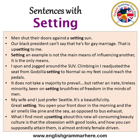 setting example sentence