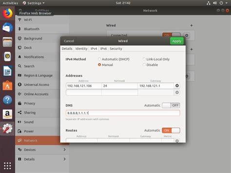 setting static ip on ubuntu server
