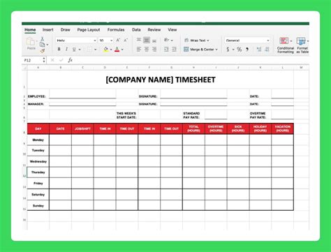 Setting Up A Timesheet In Excel