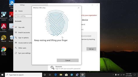 setting up fingerprint login