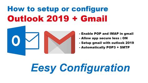 setting up gmail in outlook 2019