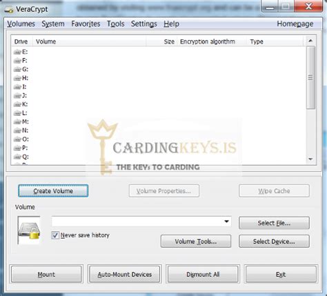 setting up new veracrypt volume