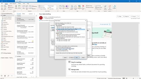 setting up rules in outlook shared mailbox