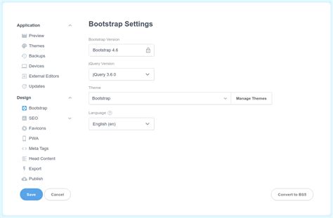 Settings Button Bootstrap